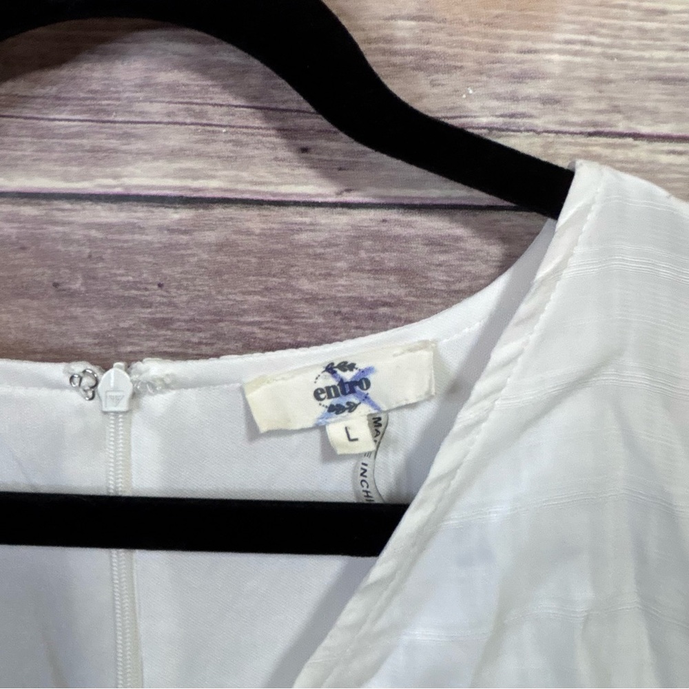 Entro White Maxi Dress Cutout Midriff Bishop Sleeve Size Large - Picture 3 of 9